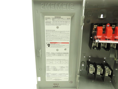Siemens HF361 Heavy Duty Safety Fusible Disconnect Switch 3P 30A 600VAC 250VDC