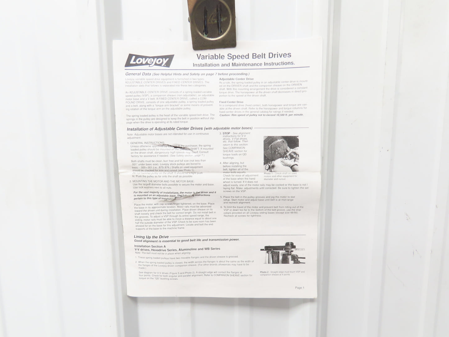 Lovejoy 14410 Variable Speed Drive Pulley 4430V Belt 1-3/8"Bore 12.5"OD