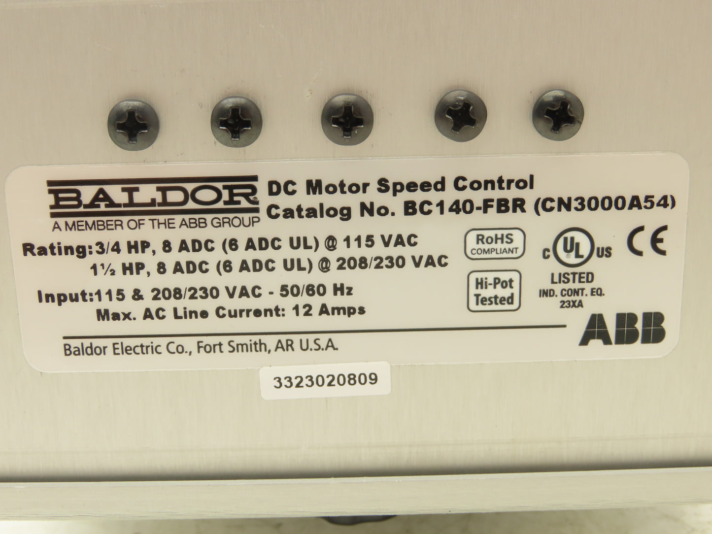 Baldor ABB BC140-FBR DC Motor Speed Control Drive 115/230V Input  8 ADC Output