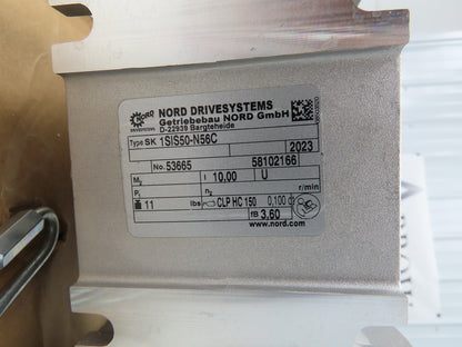 Nord SK80L/4 CUS 56CBRE20FHLRGIR Gearmotor 1Hp 230/460V 10:1 Ratio SK1SIS50-N56C