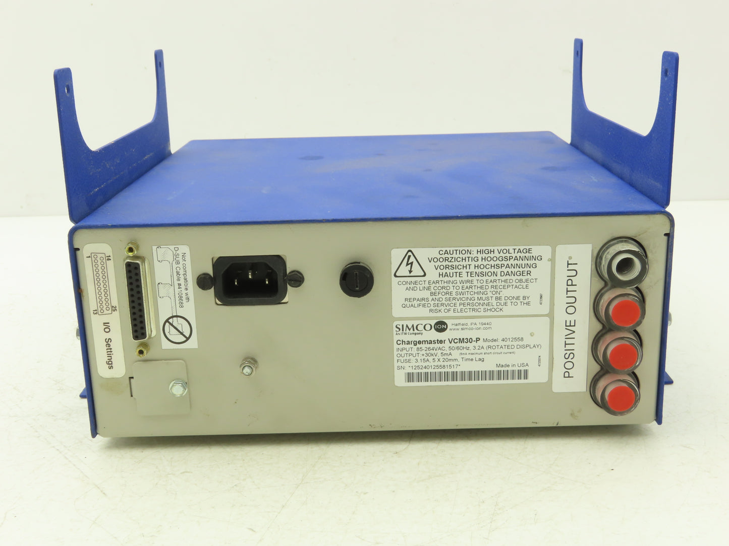 SIMCO ION VCMBP30-P Chargemaster Generator 85-264VAC 3.2A 30kV 5mA Positive