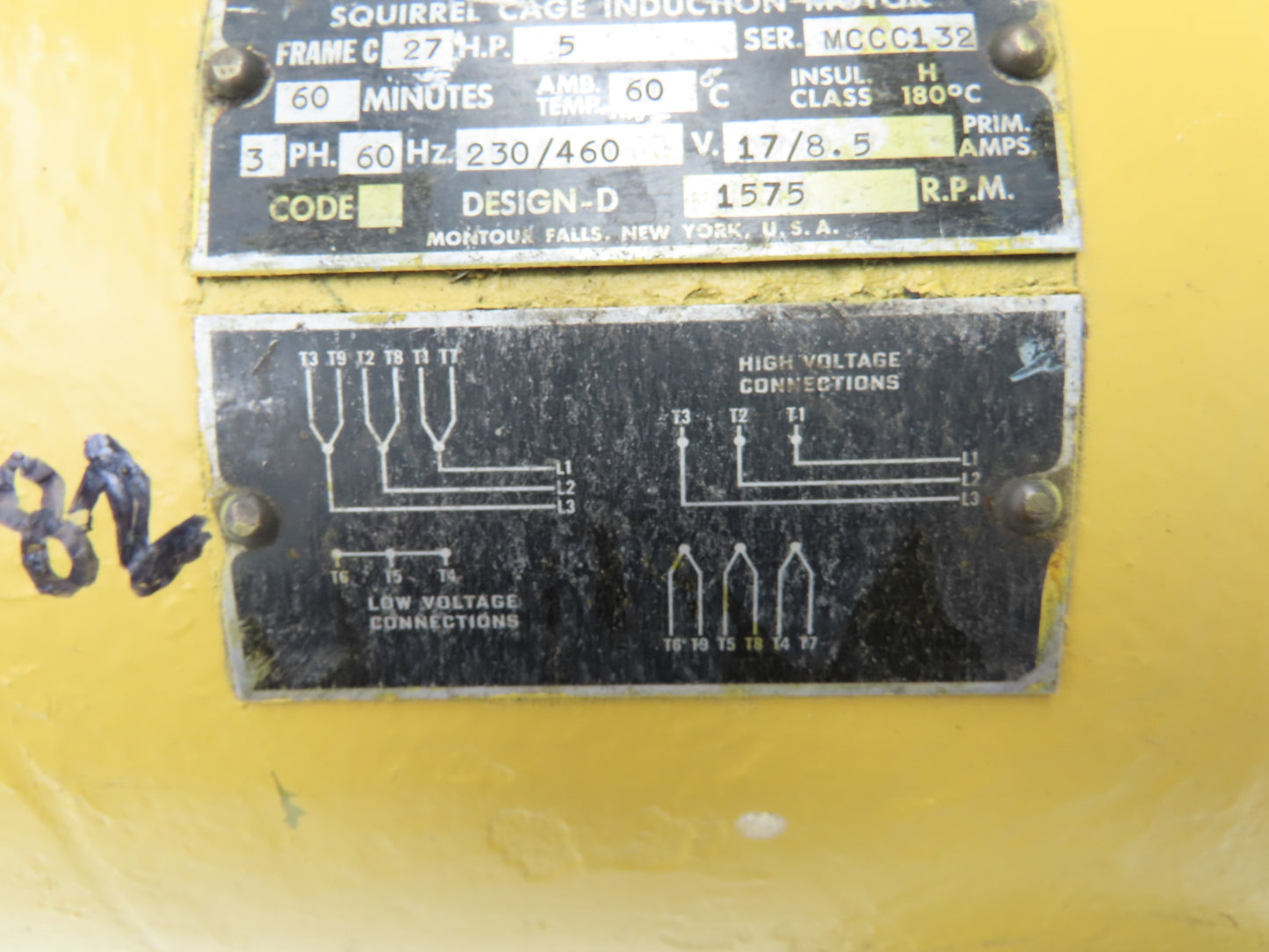 Shepard Niles C27 Squirrel Cage Crane Hoist AC Motor 5Hp 1575 RPM 230/460V 3PH