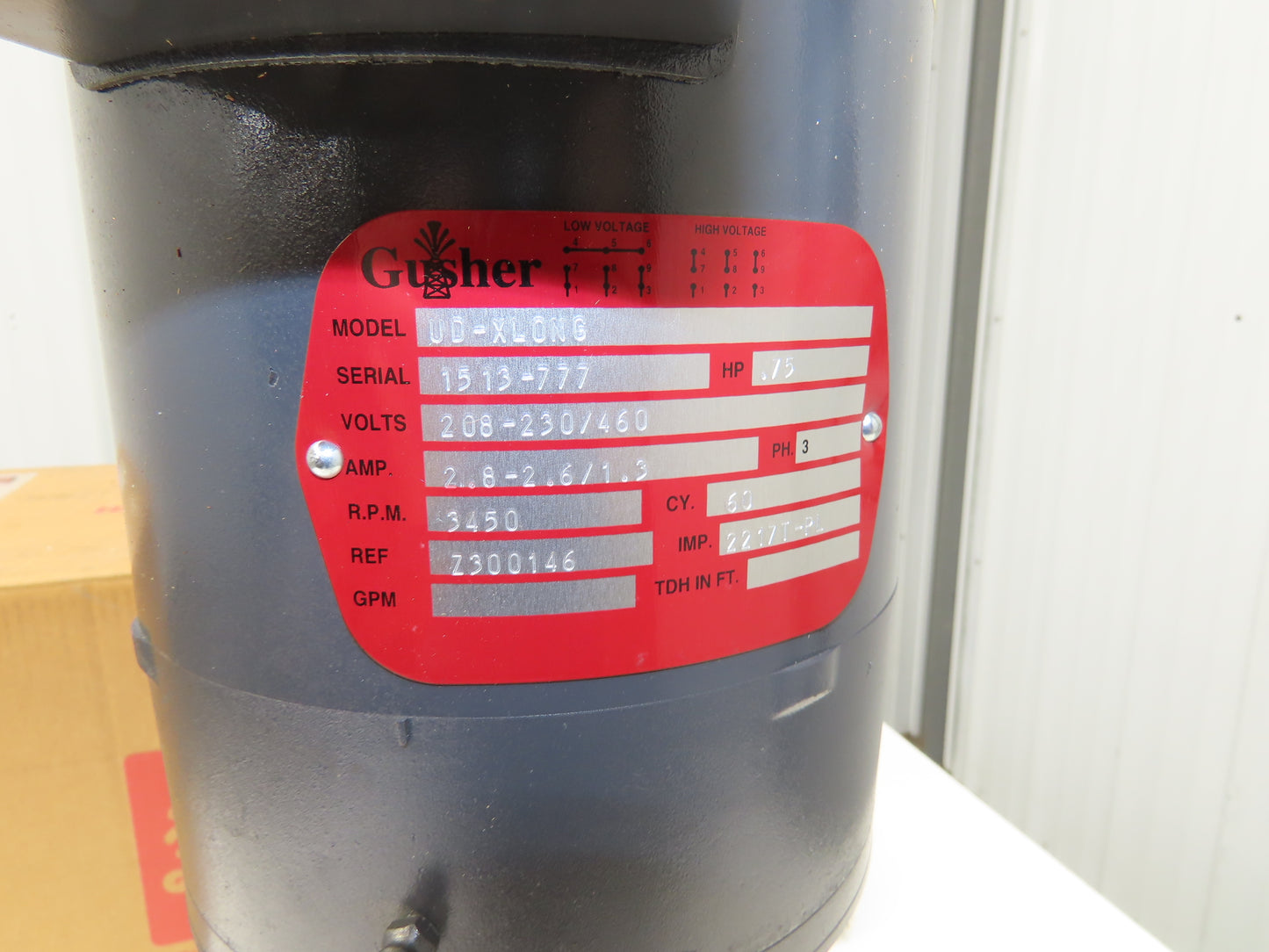 Gusher UD-XLONG Vertical Immersion Coolant Pump 3/4HP 230/460V 1" NPT Discharge