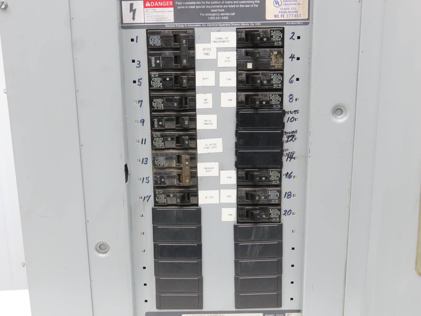 Siemens S1C30BL100ATS Load Center Panel Board 100A 208Y/120V 3Ph 4W Main Breaker