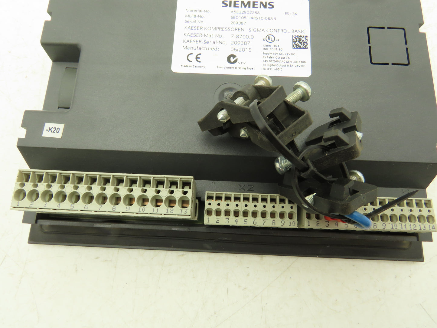 Siemens Kaeser Sigma A5E32902288 Air Compressor Operator Control Panel Off AS25T