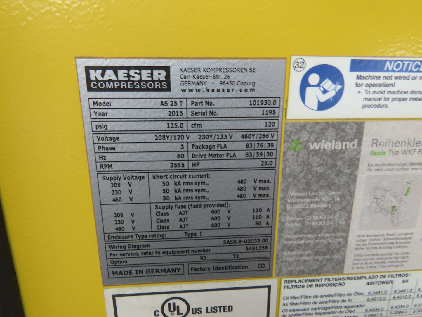 Kaeser ASD 25 Sigma 16 Rotary Screw Air Compressor Air End 25Hp 16bar