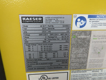 Kaeser ASD 25 Sigma 16 Rotary Screw Air Compressor Air End 25Hp 16bar