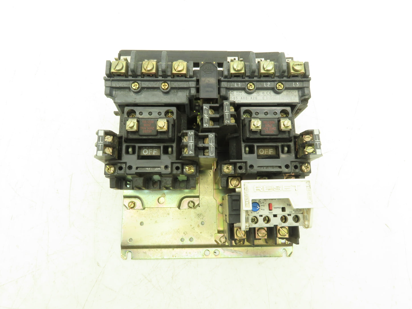 Allen Bradley 505-AOD-A2G Reversing Motor Starter 120V Coil w/18A Overload Ser C