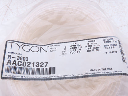 Saint-Gobain Tygon AAC021327 R-3603 Lab & Vacuum Clear Flex Tubing 2mm ID 100 Ft