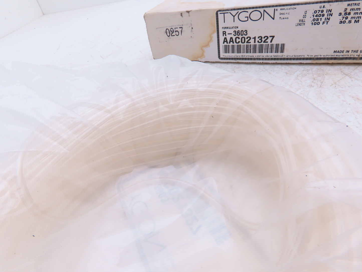 Saint-Gobain Tygon AAC021327 R-3603 Lab & Vacuum Clear Flex Tubing 2mm ID 100 Ft