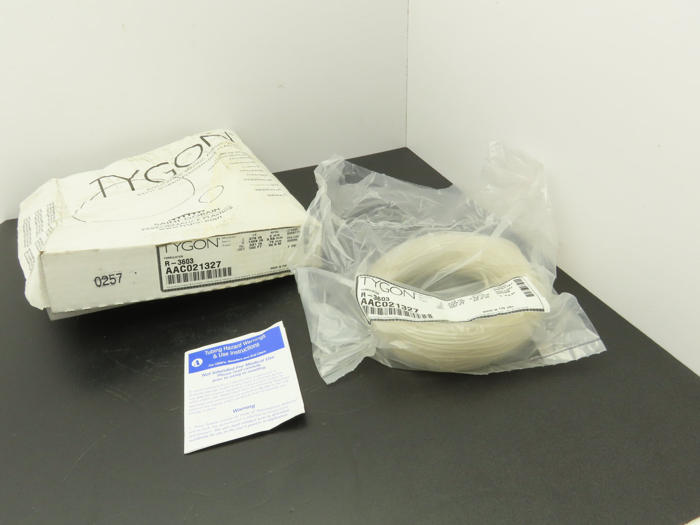 Saint-Gobain Tygon AAC021327 R-3603 Lab & Vacuum Clear Flex Tubing 2mm ID 100 Ft