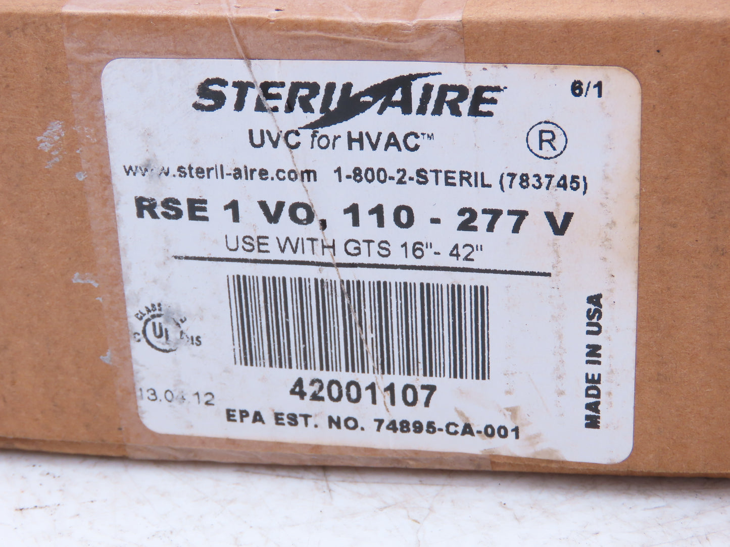 Steril-Aire RSE 1 VO Single Ended Fixture for Very High Output Germicidal Light