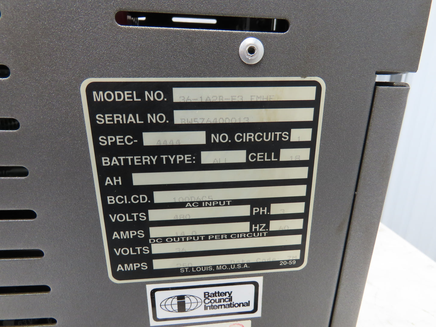 Xtreme Power HF Forklift Battery Charger 36-1A2B-E3 36V 250A 480V 3Ph