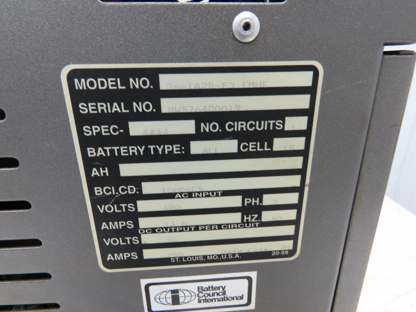 Xtreme Power HF Forklift Battery Charger 36-1A2B-E3 36V 250A 480V 3Ph