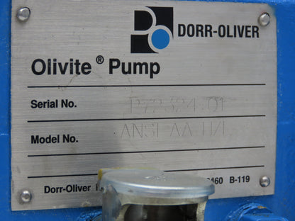 Dorr-Oliver ANSI AA/HL Olivite Rubber Lined Centrifugal Pump 1"x1.5" Flanged