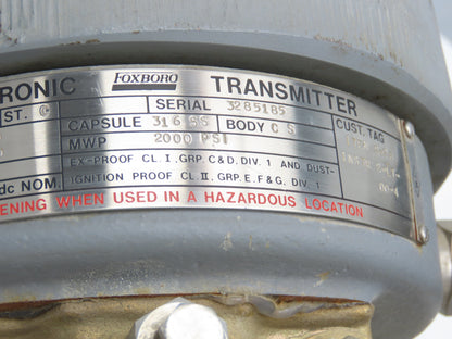 Foxboro E13DM Electronic Pressure Transmitter 0-100"H2o 2000psi 65-100VDC