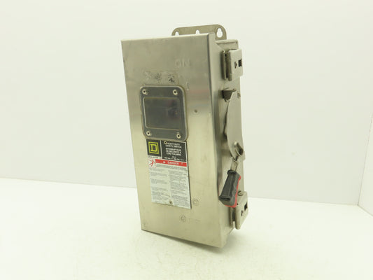 Square D CHU361DS Safety Disconnect Switch 30A 600V 30HP Non Fused 3P Stainless