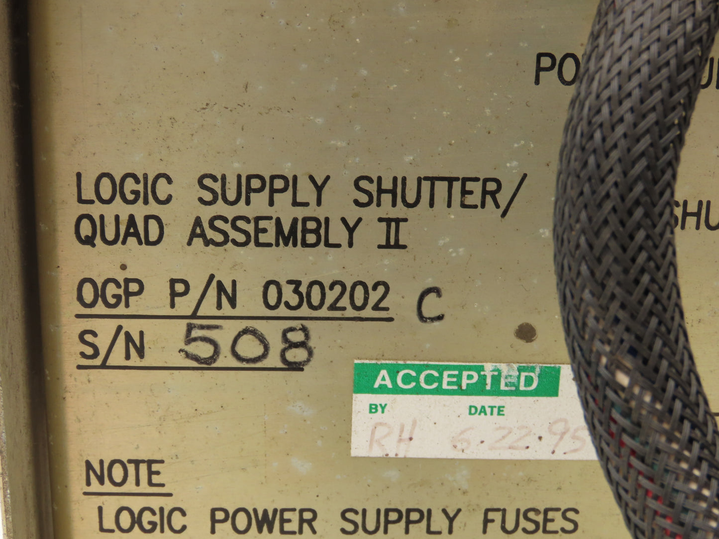 OGP Quad Assembly II Optical Comparator Logic Power Supply Shutter control