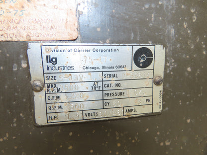 ILG 75-17 High Pressure Blower 1.5Hp Backward Incline IN 5" Out 3.5" Square