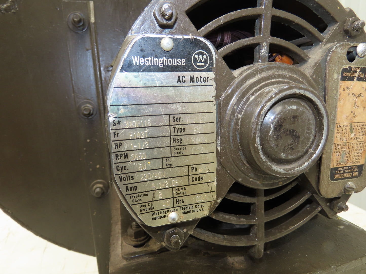 ILG 75-17 High Pressure Blower 1.5Hp Backward Incline IN 5" Out 3.5" Square