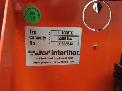 Interrthor LL1000TE TransPositioner Electric Pallet Lift 2200lbs 36" Height 12V