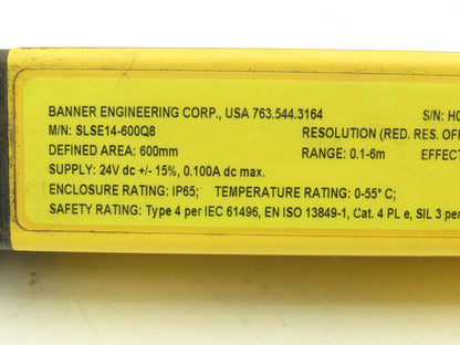 Banner SLSR14-600Q8 EZ-SCREEN Light Curtain Transmitter Receiver Set 600mm