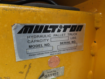 Multiton TMXE 27 X 45 Electric Pallet High Lift 2200lbs 32" Height 12V