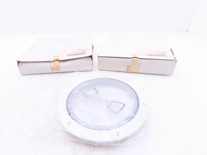 Beckson AP60-W-C 6" Boat Deck Marine Access Plate White Clear Screw-Out Lot of 2