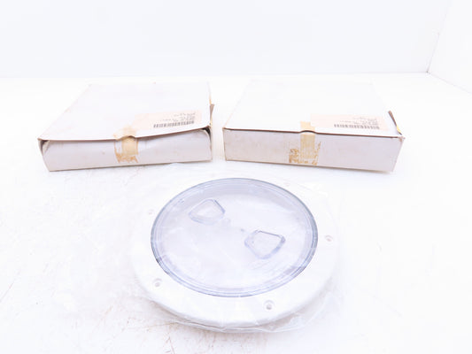 Beckson AP60-W-C 6" Boat Deck Marine Access Plate White Clear Screw-Out Lot of 2