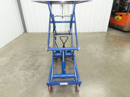 Vestil 800lb Air Hydraulic Mobile Scissor Lift Cart 49" Height 20x35" SS Top