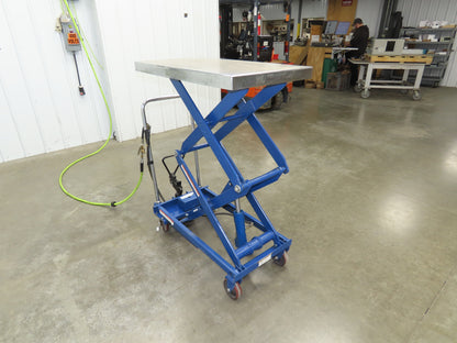 Vestil 800lb Air Hydraulic Mobile Scissor Lift Cart 49" Height 20x35" SS Top