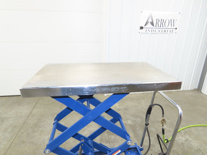 Vestil 800lb Air Hydraulic Mobile Scissor Lift Cart 49" Height 20x35" SS Top