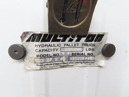 Multiton TMXE27X45 Tiller Handle Off Electric Pallet High Lift 2200lb 32" Height