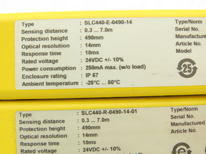 Schmersal SLC440-ER-0490-14-01 Safety Light Curtain Transmitter & Receiver Set