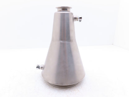 6"x 2" Tri-Clamp Sanitary Reducer Double Wall Funnel w/ Hose Ports 304 Stainless
