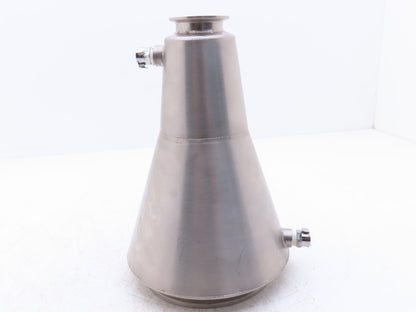 6"x 2" Tri-Clamp Sanitary Reducer Double Wall Funnel w/ Hose Ports 304 Stainless