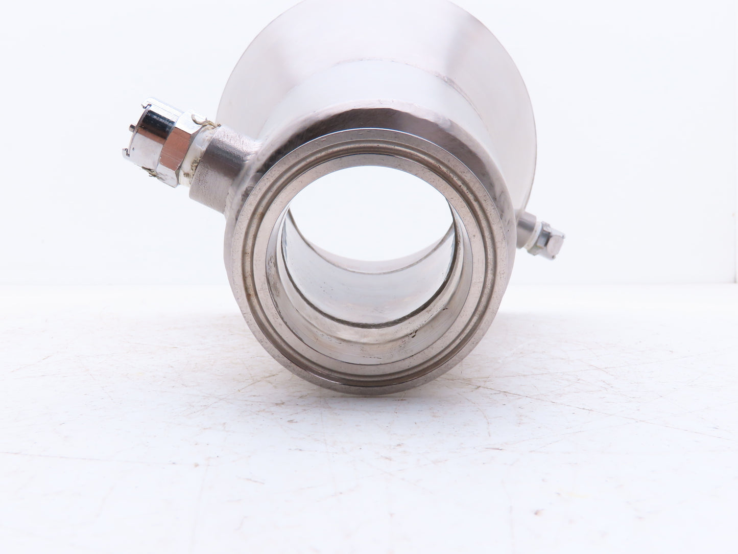 6"x 2" Tri-Clamp Sanitary Reducer Double Wall Funnel w/ Hose Ports 304 Stainless