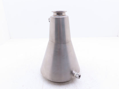 6"x 2" Tri-Clamp Sanitary Reducer Double Wall Funnel w/ Hose Ports 304 Stainless