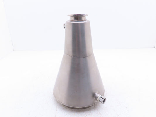 6"x 2" Tri-Clamp Sanitary Reducer Double Wall Funnel w/ Hose Ports 304 Stainless