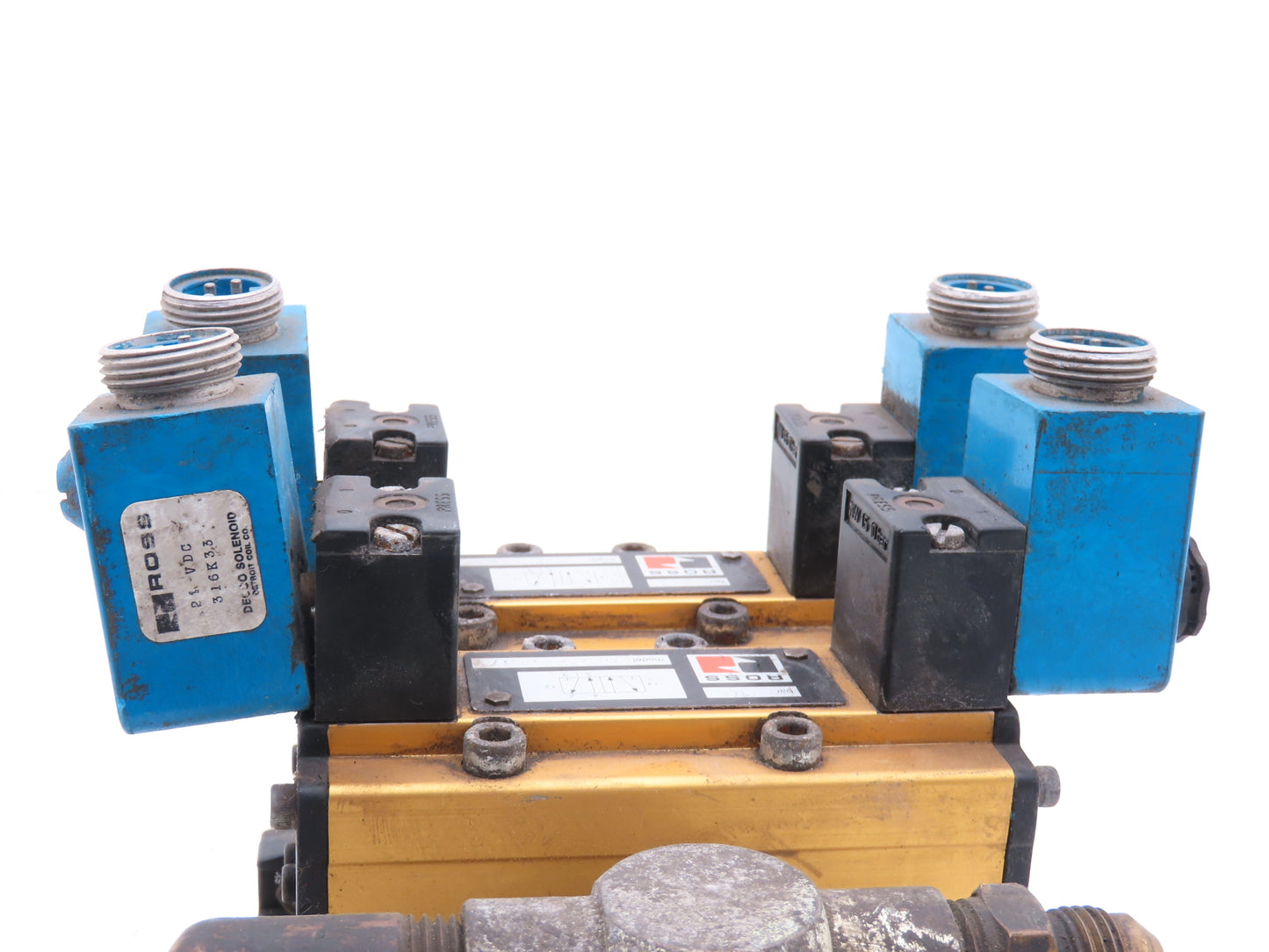 Ross W6076B3437 5/2 Pneumatic Solenoid Valve 2-Station Manifold 24VDC 3/8"npt