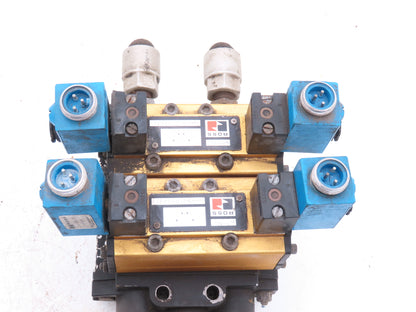 Ross W6076B3437 5/2 Pneumatic Solenoid Valve 2-Station Manifold 24VDC 3/8"npt