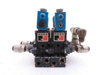 Ross W6076B3437 5/2 Pneumatic Solenoid Valve 2-Station Manifold 24VDC 3/8"npt