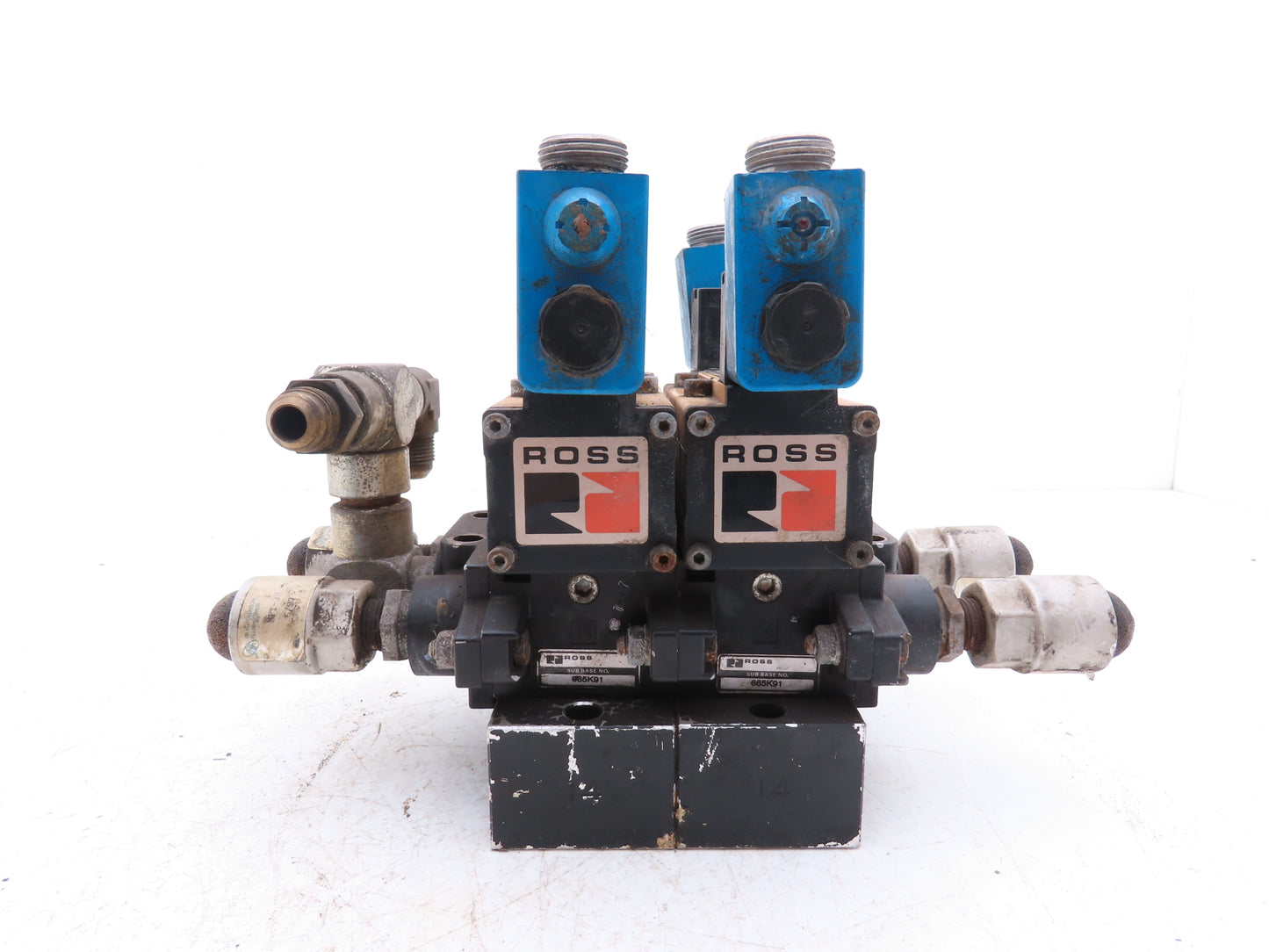 Ross W6076B3437 5/2 Pneumatic Solenoid Valve 2-Station Manifold 24VDC 3/8"npt