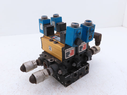 Ross W6076B3437 5/2 Pneumatic Solenoid Valve 2-Station Manifold 24VDC 3/8"npt
