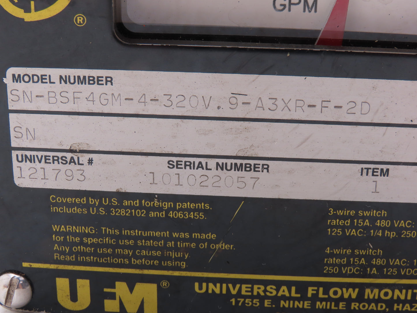 Universal Flow Monitors SN-BSF4GM-4-320V.9-A3XR-F-2D Bronze Flow Meter 1/2"NPT