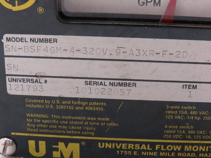 Universal Flow Monitors SN-BSF4GM-4-320V.9-A3XR-F-2D Bronze Flow Meter 1/2"NPT