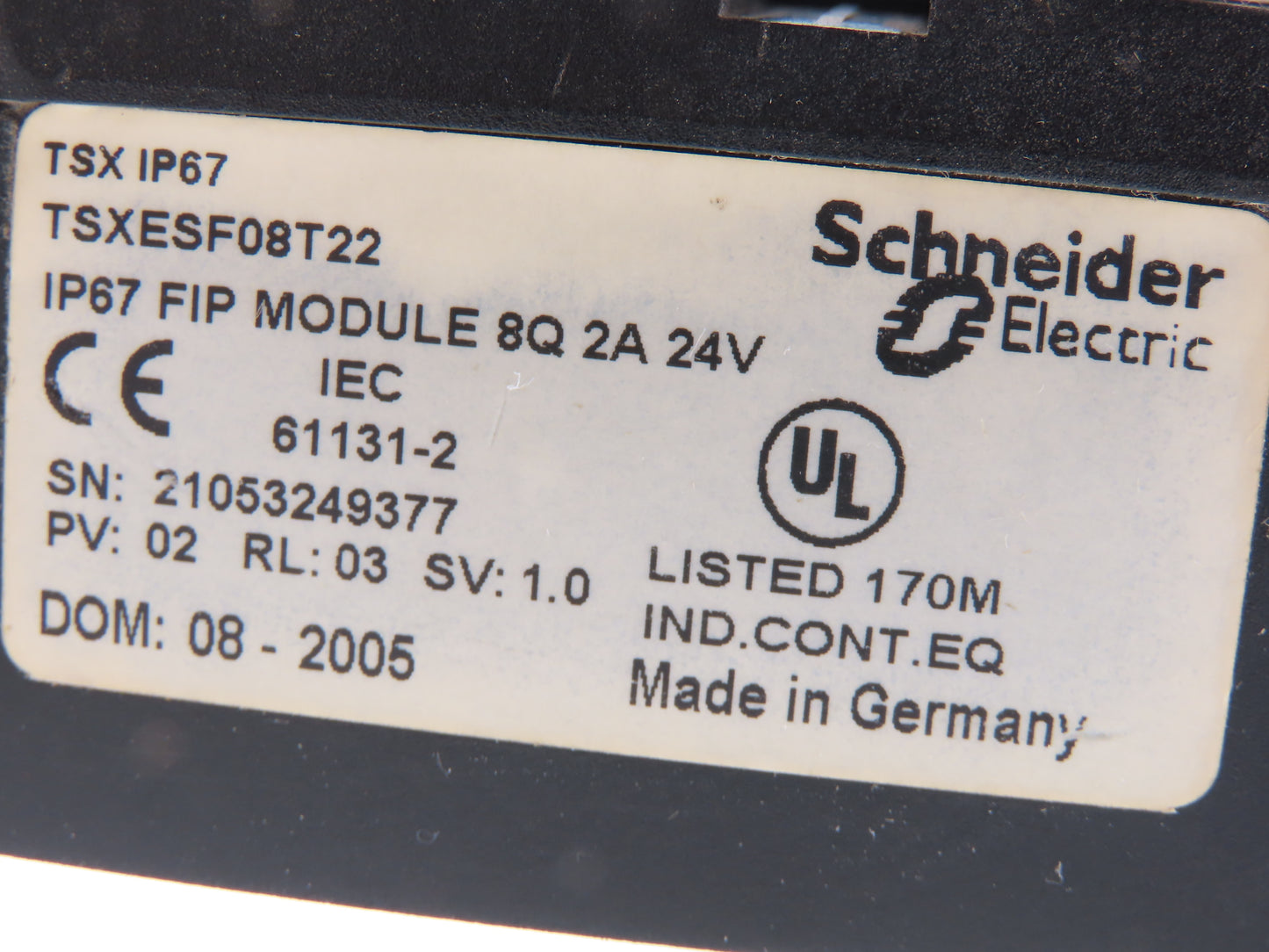 Schneider TSXESF08T22 Discrete Input Output FIP Module I/O 8Q 2A 24V IP67
