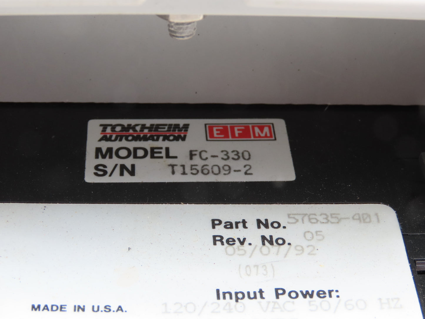 EFM Tokheim Automation FC-330 Flow Control Module Rate Totalizer Panel 12x8x7"