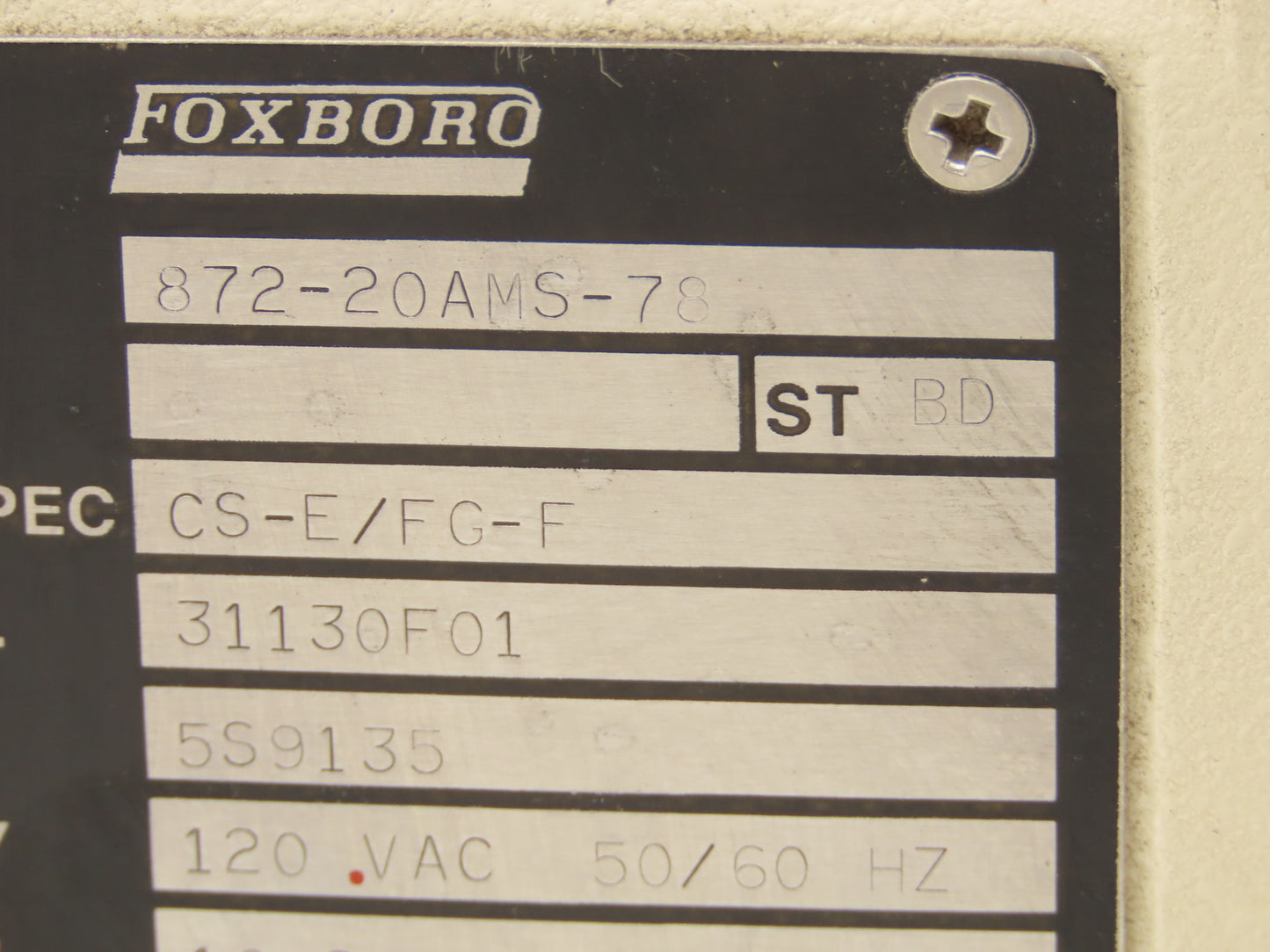 Foxboro 872-20AMS-78 Monitor 872 Series Alarm 0-20 MS/CM 4-20MA 120VAC