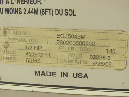 Liftmaster EGJ5043M Overhead Door Operator 1/2 Hp 140 Ft. Lb./Sec 460V 3Ph